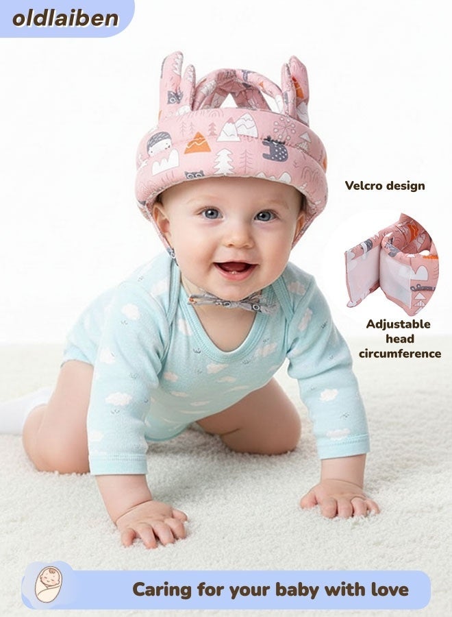 oldlaiben Baby Head Protector,Baby Helmet For Crawling Walking,Adjustable Protective Cap,Lightweight Infant Safety Head Guard Cap,Baby Helmet Breathable,Anti-Collision, Adjustable Toddler Head Protection,With Soft Cushion For Crawling & Walking Infants,Toddlers(Pink) - Image 1